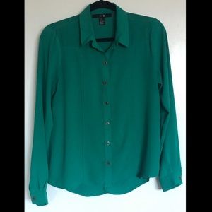 Emerald Green Button Down Blouse